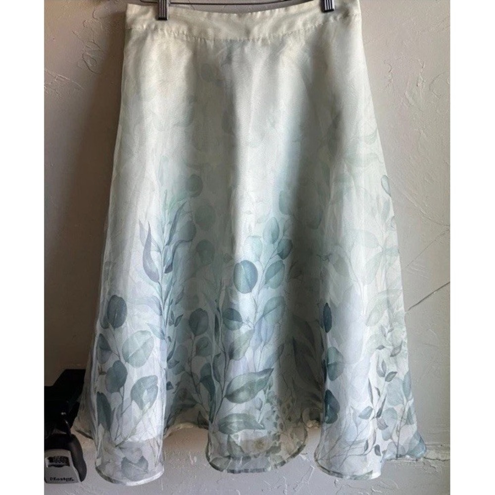 Rachel Zoe High Waist Sheer Whimsical Botanical Circle Skirt Midi Sz M Fairycore - Picture 2 of 14